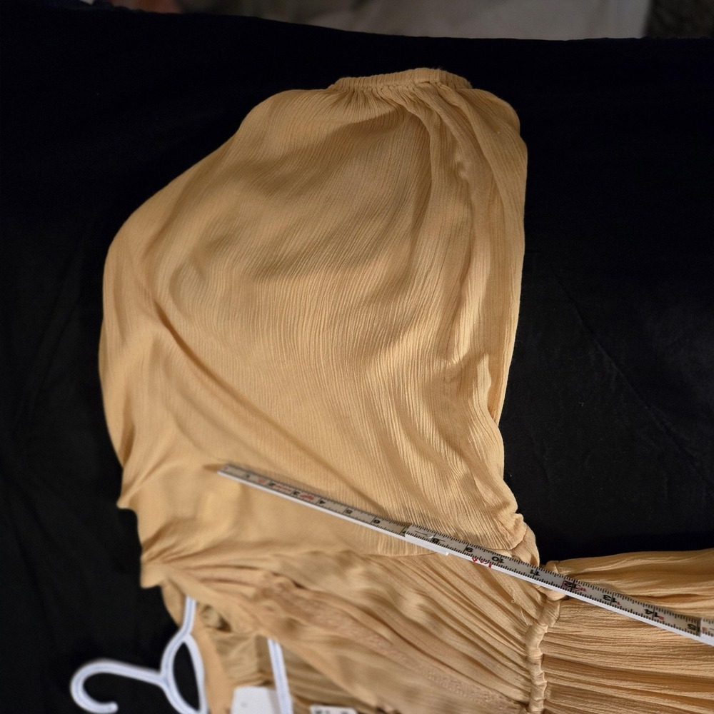 Free People Dress Womens Large Gold Crossroads Maxi V-Neck Sleeve Boho Peasant - Picture 6 of 16